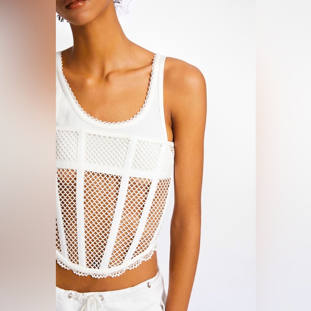 DION LEE White Net Lace Suspended Corset